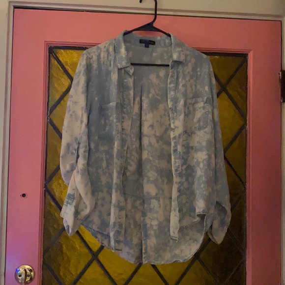 Aqua Tops - Aqua - bleached button down shirt